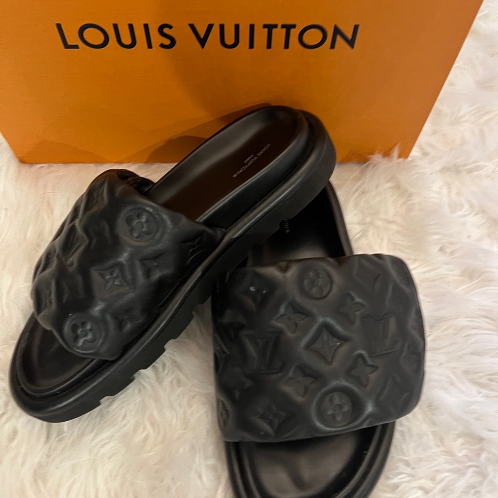 Louis Vuitton Embossed Black Pool Pillow Flat